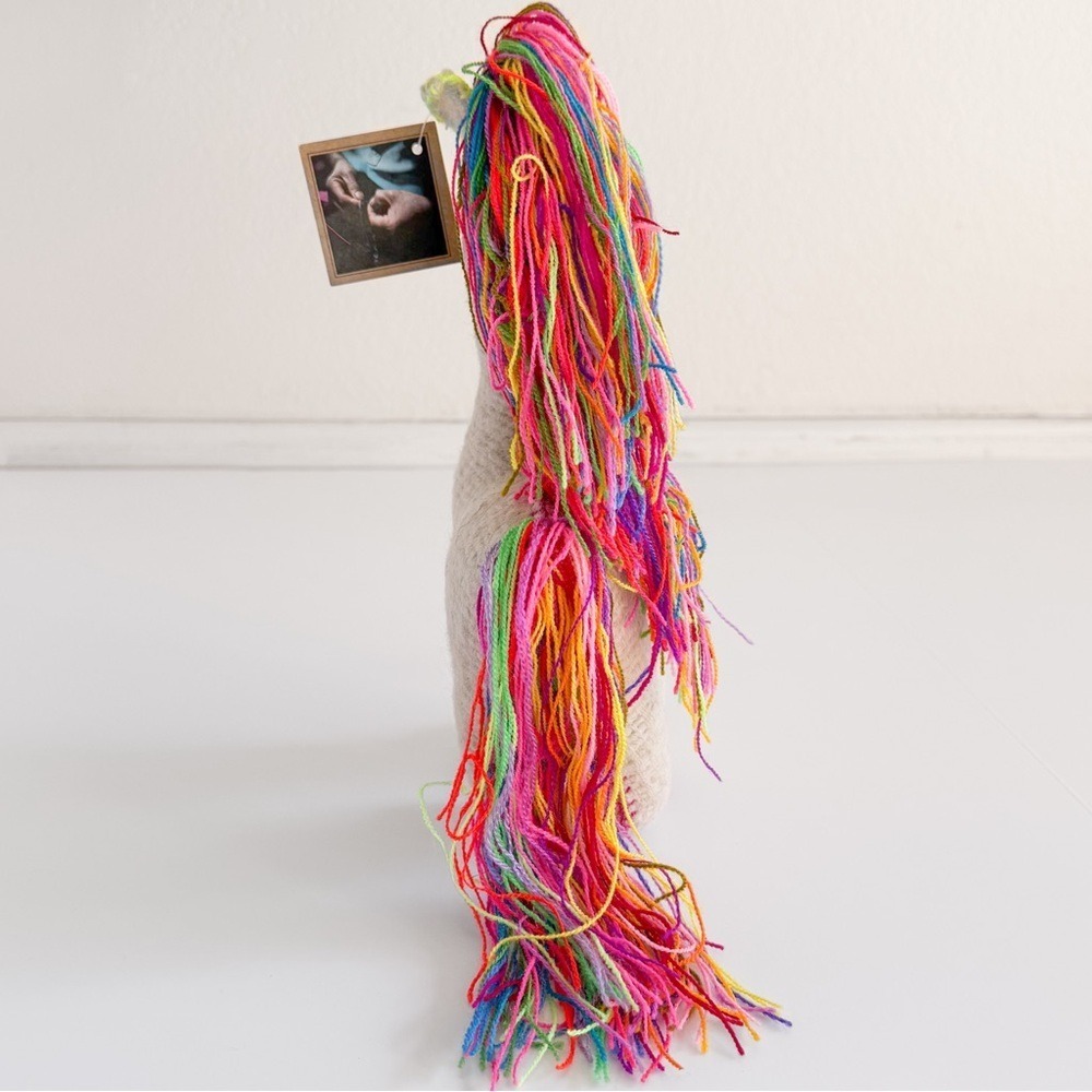 NWT Eclectic Array Handmade Artisan Wool Rainbow Unicorn Plush Stuffed Animal - Picture 7 of 14